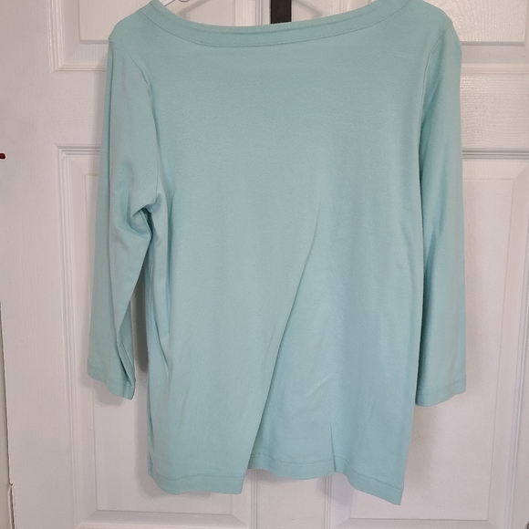 (1371) Croft and Barrow Woman's Long Sleeve Blouse, Size: Medium, Light Blue - Picture 11 of 11